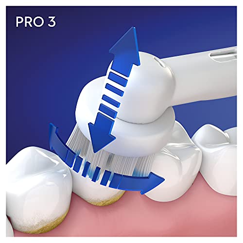 Oral-B Pro 3 3000 Cepillo Eléctrico de Dientes + 1 Mango con Sensor de Presión Visible, 1 Cabezal de Recambio, Negro y Blanco, Diseñado por Braun