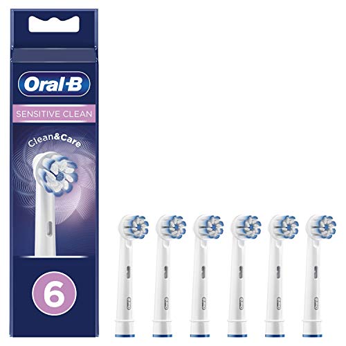 Oral-B Sensitive Clean Recambios Cepillo de Dientes Eléctrico, Pack de 6 Cabezales, Protección Encías - Originales