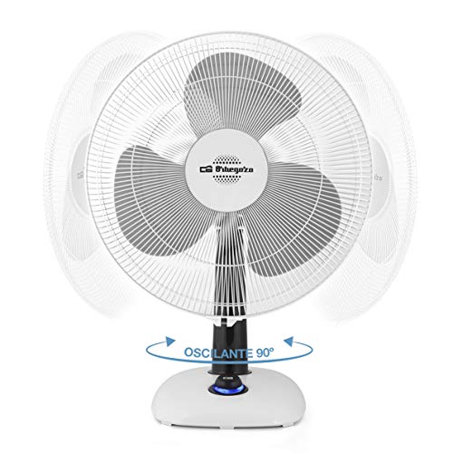 Orbegozo TF 0133 - Ventilador de sobremesa, oscilante, 3 velocidades, diámetro hélice 30 cm, asa, 40 W, piloto luminoso LED, blanco