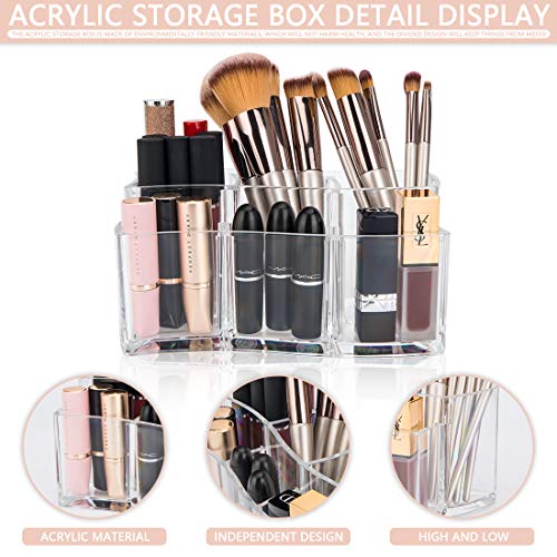 Organizador de Cosméticos Organizador de Maquillaje Caja para Cosméticos, Organizador de Maquillaje con 6 Compartimentos para Guardar Maquillaje Cosméticos y Productos de Belleza