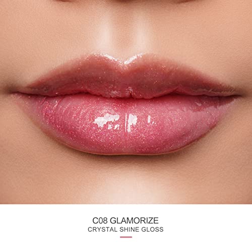 Oulac Brillar de cristal Gloss Labios, Lip Plumper Impermeable Larga Suave, Ultrahidratante y de alto impacto, De aspecto más completo Maquillaje, 4,5 ml, Glamorizar (C08)