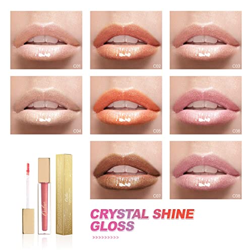 Oulac Brillar de cristal Gloss Labios, Lip Plumper Impermeable Larga Suave, Ultrahidratante y de alto impacto, De aspecto más completo Maquillaje, 4,5 ml, Glamorizar (C08)