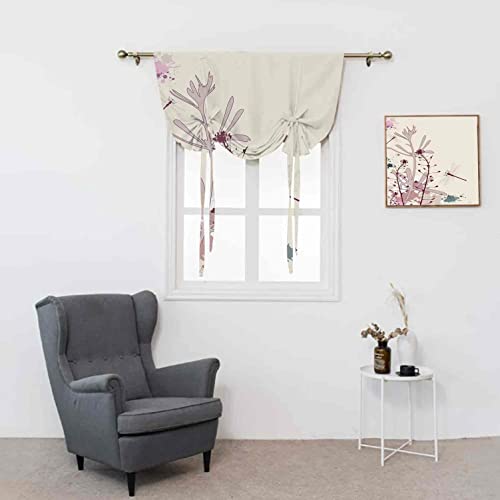 ousente Cortina romana de libélula con diseño de flores y insectos con alas de mosca, cortina opaca con aislamiento térmico, 45 x 63 pulgadas, para dormitorio de niños, cortinas opacas burdeos y azul