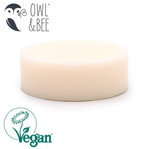 Owl & Bee - Acondicionador sólido - Todos los tipos de cabello - Sin tintes - Sin fragancia añadida - 100% vegano certificado - Cero desperdicio - Sin silicona ni parabenos - Sin plástico