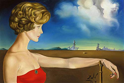 OYNKYAX Pintar por números para Adultos, DIY Pintura al óleo por número Kit, con Lienzo, Pincel, Pintura acrílica, Pintura Famosa, Salvador Dali, Femme Dans un paysage(40x50cm, Sin Marco)