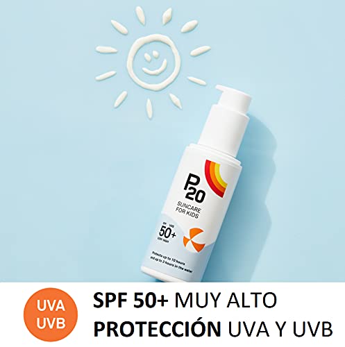 P20 ® | Crema Solar Niños | Protector solar para niños spf 50 muy alta y resistente al agua para una protección fiable frente a los rayos UVA y UVB | Formato Crema | 100 Ml