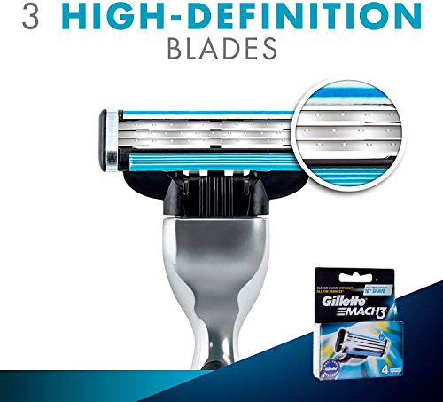 Pack de 4 Recambios de GILLETTE MACH3 ORIGINAL - 4 Cuchillas de Recambio para Gillette Mach3