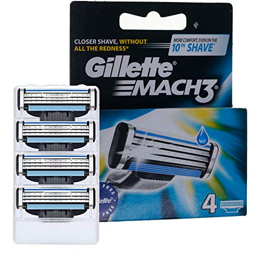 Pack de 4 Recambios de GILLETTE MACH3 ORIGINAL - 4 Cuchillas de Recambio para Gillette Mach3