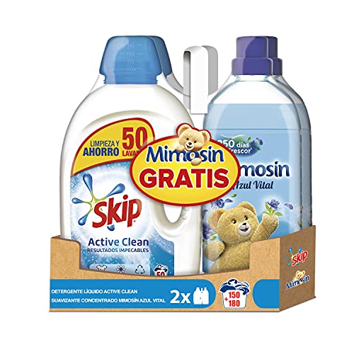 Pack Skip Líquido Active Clean 50 lavados + Mimosin Azul Vital 60 lavados - Pack de 2