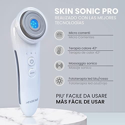 PADUSO Masajeador Facial Electrico Reafirmante Radiofrecuencia Galvanica Facial Antiarrugas Antimanchas Acne Belleza Facial Aparatos Ultrasonido Para Flacidez Cara Limpieza Facial