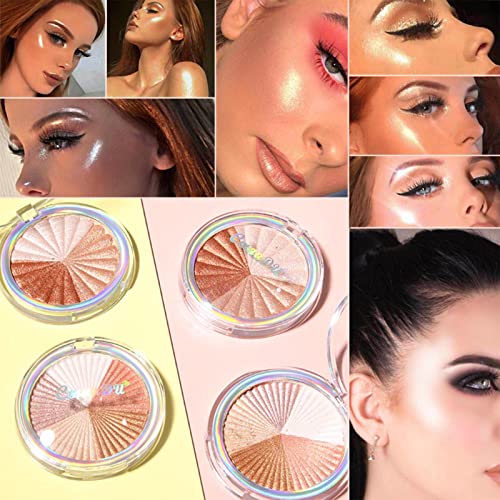 Paleta De Iluminadores De Maquillaje Coloretes En Polvo - Polvos Bronceadores Highlighter Paleta Maquillaje Profesional - Altamente Pigmentados Colores Brillante - Vegano, Hipoalergénico (02)