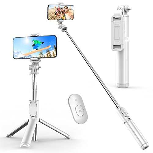 Palo Selfie Trípode, 4 en 1 Selfie Stick Móvil Bluetooth Extensible con Inalámbrico Control Remote, Compatible con iPhone 13/12/11/XS MAX/XS/8 Plus/8, Samsung S10, Huawei, Xiaomi y Más