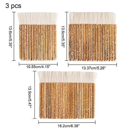 PandaHall Cepillo de merluza de pelo de oveja, 3 unidades, mango de bambú, cepillo suave de lana, cepillo de látex para lavado de horno, acuarela, limpieza de polvo, cerámica, pintura de cerámica