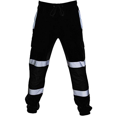 Pantalones Deportivos Elásticos para Hombre Multi-Bolsillo de Fitness Pantalón Deportivo Reflectante Moda Algodon Pantalones Deportivos Trabajo Corta Pantalones Chandal riou