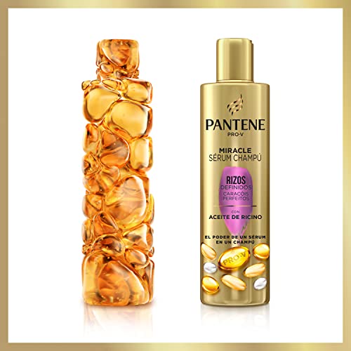 Pantene Pro-V Champú Miracle Serum Rizos Definidos con aceite de ricino, la eficacia de un sérum en un champú, para cabello rizado 225ml x 6