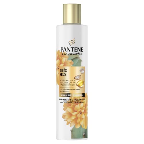 Pantene Pro-V Miracles Adiós Frizz Champú | Con Biotina, Extracto De Cactus Y Aceite De Argán | Para Pelo Encrespado, 225ml