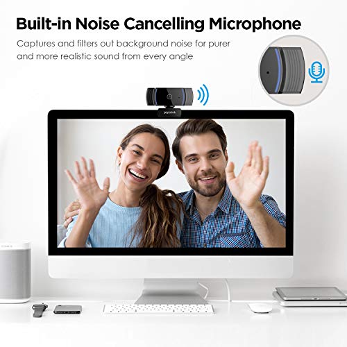 papalook AutoFocus Webcam 1080P con Microfono para PC, AF925 USB Cámara Web Enfoque Automático para Streaming en Vivo, CAM Compatible con Zoom/Skype/Teams, Mac/Portátil/Computadora/Ordenador - Negro