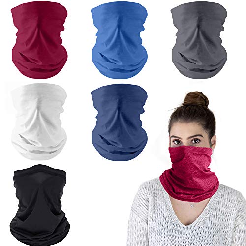 Paquete de 6 protectores faciales multifuncionales para la cabeza, pañuelo para la cara, para motocicleta, ciclismo, pasamontañas, polainas para el cuello para hombres mujeres, protección solar