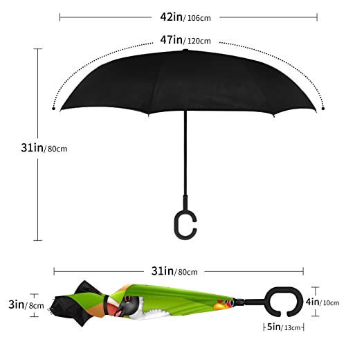 Paraguas invertido de doble capa Animal Farm Selfie Paraguas invertido a prueba de viento para auto de pie con mango en forma de C