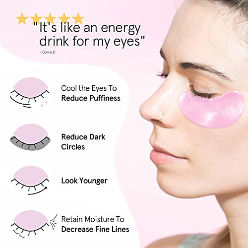 Parches debajo de ojos Grace & Stella para círculos oscuros e hinchazón - Veganos - Parches de gel debajo de la máscara de ojos para reducir el tejido flojo (24 Pair Pink)