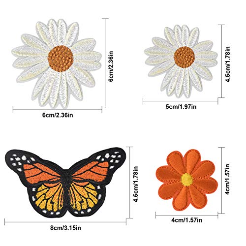 Parches Termoadhesivos Flores y Mariposa Parches Decorativos para Tela Parche para Coser en Ropa Parches Bordados Parche de Ropa para Infantil y Adultos Apliques Patches para Jeans Camisetas Sombreros