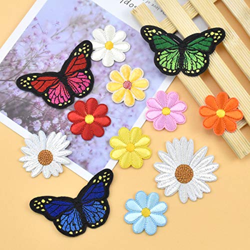 Parches Termoadhesivos Flores y Mariposa Parches Decorativos para Tela Parche para Coser en Ropa Parches Bordados Parche de Ropa para Infantil y Adultos Apliques Patches para Jeans Camisetas Sombreros