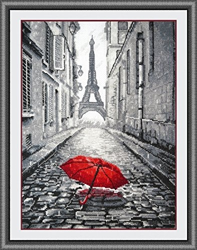 París en la lluvia kit punto de cruz, 14ct, 135x200punto, 35x47cm kit punto de cruz