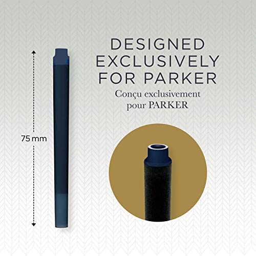 Parker Quink recambios para plumas estilográficas, cartuchos largos, tinta azul o negra, caja de 5