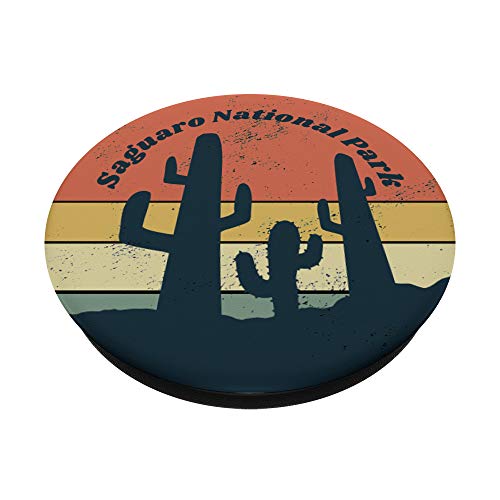 Parque Nacional Retro Saguaro Vintage Vibe Cactus con rayas en el pecho PopSockets PopGrip Intercambiable