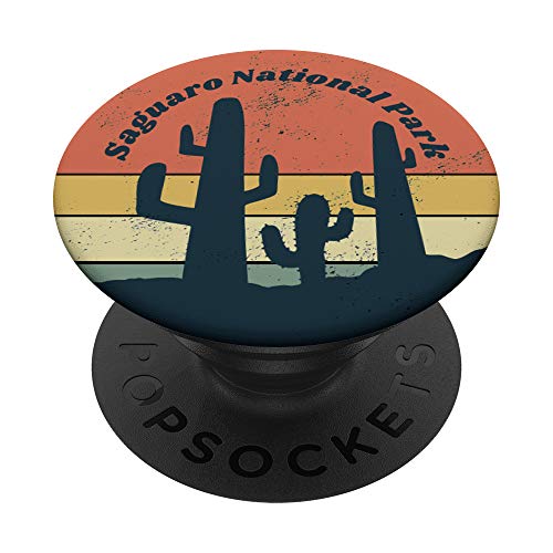 Parque Nacional Retro Saguaro Vintage Vibe Cactus con rayas en el pecho PopSockets PopGrip Intercambiable