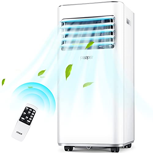 Pasapair Aires acondicionados móvil, Deshumidificador 20L/día para habitaciones de hasta 195m³ (~ 30 m²),7000BTU/h Refrigeración con Pantalla LED|Mando a distancia|24h-Temporizador|Kit de ventana|R290