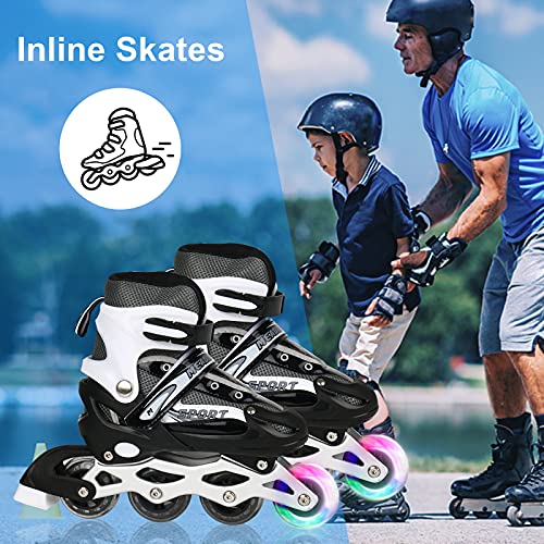 Patines en línea para niños, con luces de poliuretano, talla M/L, ajustable, para niños, niñas, principiantes, mujeres y hombres (M(33-37))