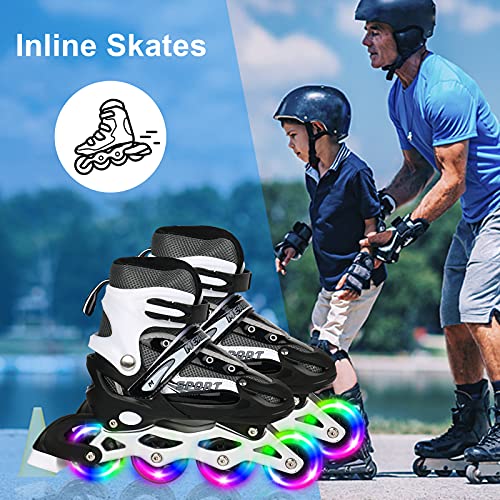 Patines en línea para niños, con ruedas de poliuretano, tamaño M/L, ajustable, con bolsa para zapatos, patines en línea para niños, niñas, principiantes, mujeres y hombres (33-37))