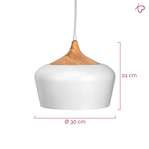 Pauleen Pure Delight 48147 - Lámpara de techo colgante (aspecto de madera, 40 W, E27, 230 V), color blanco