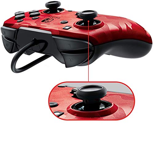 PDP Mando Pro Faceoff Deluxe Audio Chat Camo Rojo (Nintendo Switch) + LYCANDER Auriculares Gaming con luz LED con micrófono, Entrada de 3,5 mm, para PC, PS4, Xbox One, Nintendo Switch