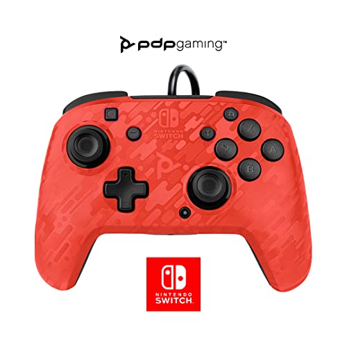 Pdp Mando Pro Faceoff Deluxe + Audio Chat Camo Rojo (Nintendo Switch) + Sandisk Microsdxc Uhs-I Tarjeta Para Nintendo Switch 128Gb, Producto Con Licencia De Nintendo