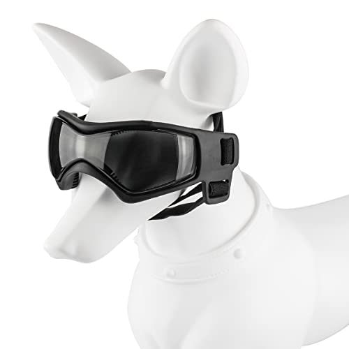 PEDOMUS Gafas de sol para perros Correa ajustable para gafas de sol UV Protección impermeable para perros (Cool Black)