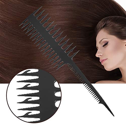 Peine de doble cara Peine de cabello fino y fino para resaltar Peine de cabello profesional Volumizador teñido Peine de pelo Cepillo Herramienta para peinar el cabello(NEGRO)