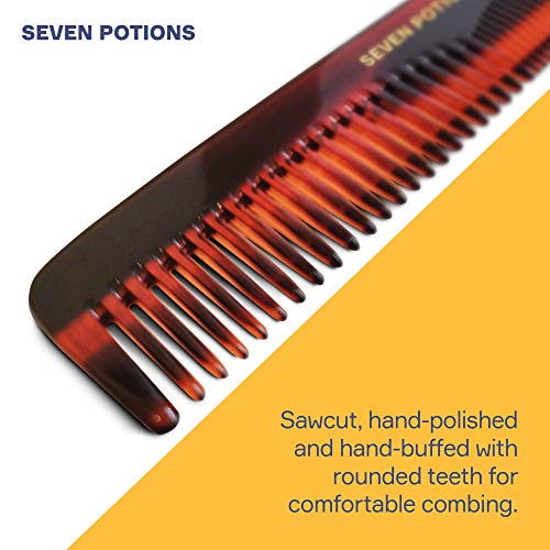 Peine para Cabello de Seven Potions - Peine de Dientes Finos y Gruesos para Cabello, Barba y Bigote Masculino de Seven Potions - Hecho a Mano ((14.5cm))