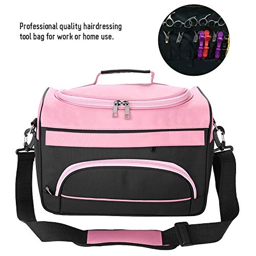 Peluquería Bag - Bolsa de Cosméticos, de gran capacidad del equipo de peluquería bolsa de transporte con correa rosa rosa