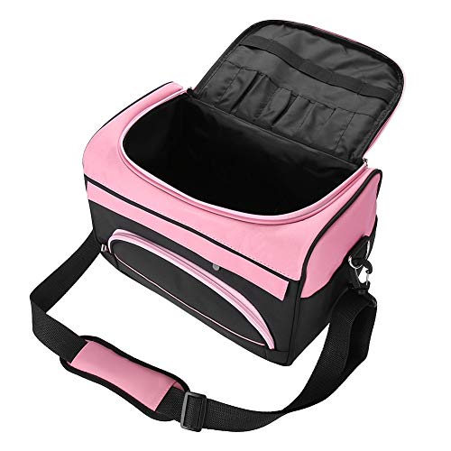 Peluquería Bag - Bolsa de Cosméticos, de gran capacidad del equipo de peluquería bolsa de transporte con correa rosa rosa