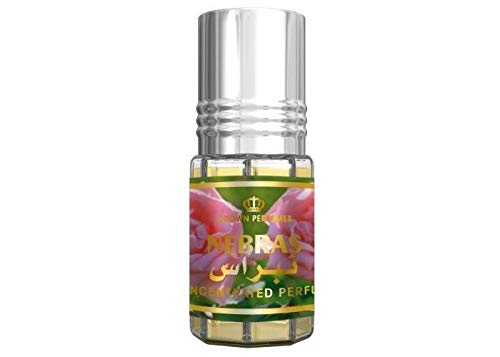 Perfume Nebras Al Rehab de 3 ml (sin alcohol, ámbar, oriental, árabe, oud, misk, almizcle, perfume natural, madera de águila y esencia attar)