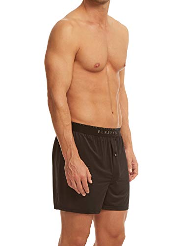 Perry Ellis Men's Luxe Solid Boxer, Black, X-Large