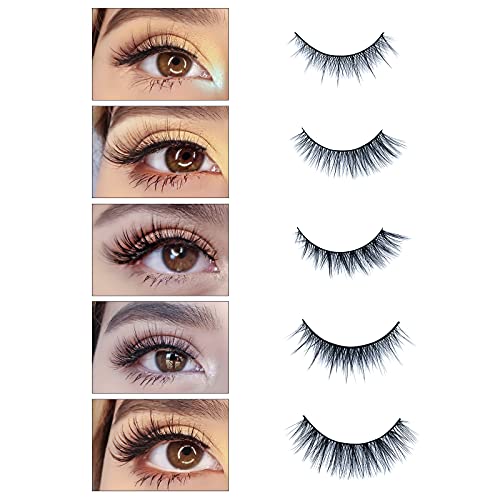 Pestañas Postizas Naturales 10 Pares, Pestañas Suaves y Esponjosas en 3D, 100% Pestañas Reutilizables Hechas a Mano Para Maquillaje de Ojos Natural Eyelash by Obeyalash (Mix)