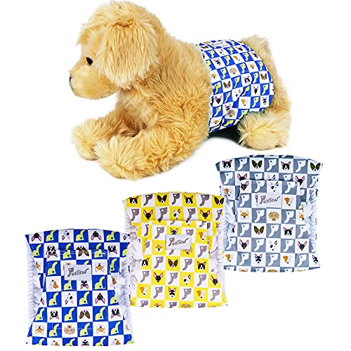 Petotw -Pañales Lavables Pañales para Perros Machos（3 Packs）， Reutizables y Perros Machos Diapers Altamente Absorbentes （XS