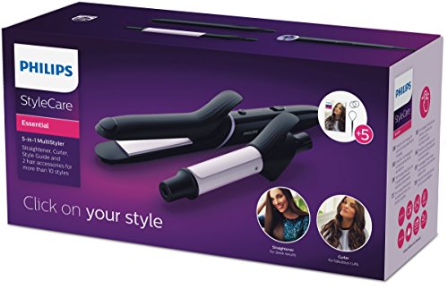 Philips BHH811/00 - Plancha multiestilo 5 en 1, rizador, plancha de pelo, dos accesorios para el cabello