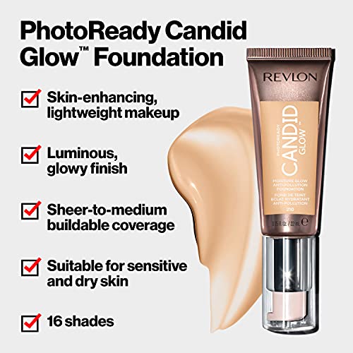 PhotoReady Candid Glow Moisture - Base de maquillaje hidratante, beis natural