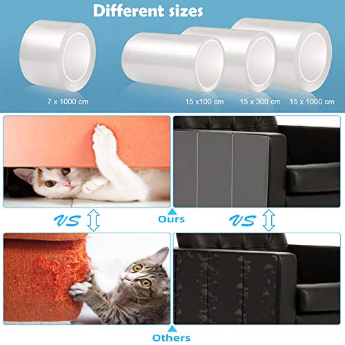 Pidsen Protector de Muebles Gatos, 15X100 CM Nano Cinta Adhesiva Anti Arañazos para Gatos,Transparente Autoadhesivas de Gato Protector para Gatos y Perro,Protector de sofá para Detener