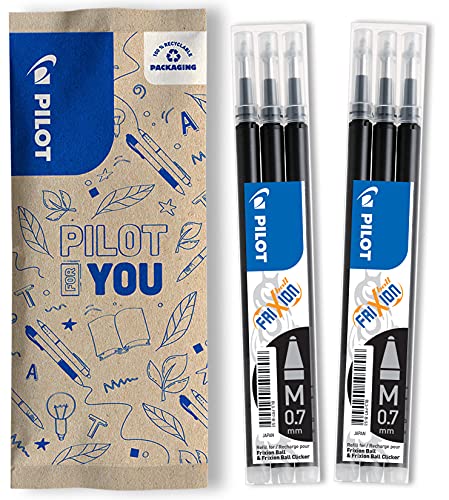 Pilot Pen FriXion 0.7 - Recambio de recambio para bolígrafo (6 unidades), color negro