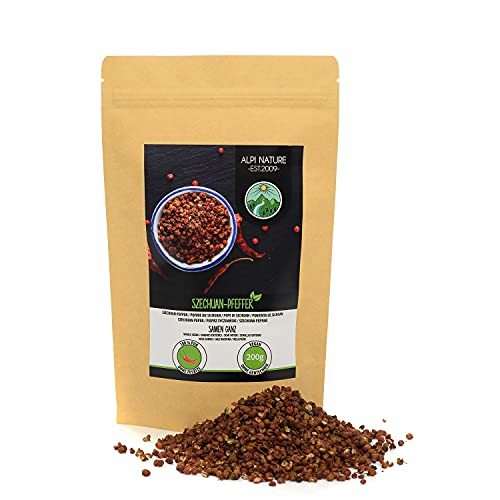 Pimienta de Sichuan entera (200g), pimienta de Sichuan 100% natural, granos de pimienta de Sichuan sin aditivos, pimienta Timut vegana